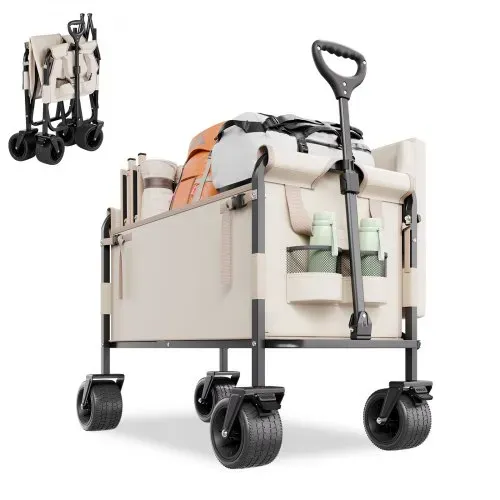 VEVOR Bollerwagen, Handwagen 250 kg Tragkraft, 2-in-1-Klappwagen, umwandelbar in eine Bank, Mehrzweckwagen mit verstellbarem Griff, Outdoor-Wagen für Lebensmitteleinkauf, Camping, Gartenarbeit – Bild 10