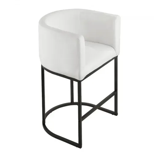 VEVOR Barhocker Thekenhocker 3 Stk. (87 cm hoch) Küchenstuhl mit Rückenlehne & Armlehne & Metallrahmen & Fußstütze, Bistrostuhl (158,8 kg belastbar) Küche Esszimmer Bankschalter Bar, Weiß – Bild 8
