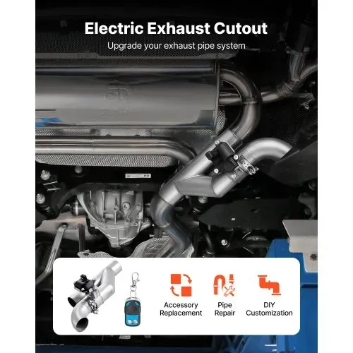 VEVOR elektrische Auspuffklappe, 2,5-Zoll-Universal-Auspuffklappen-Set aus Edelstahl mit Fernbedienung & Y-Rohr & Fernbedienung & Box, passend für Lkws Limousinen Sportwagen SUVs VEVOR elektrische Auspuffklappe, 2,5-Zoll-Universal-Auspuffklappen-Set aus Edelstahl mit Fernbedienung & Y-Rohr & Fernbedienung & Box, passend für Lkws Limousinen Sportwagen SUVs