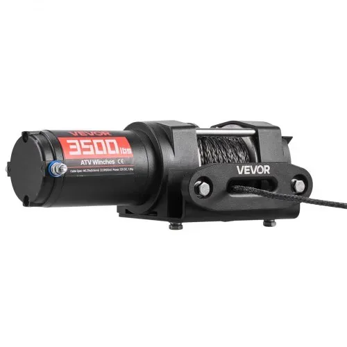 VEVOR Elektrische Seilwinde 1587 kg, 12 V DC Motorwinde mit 5,3 mm x 10 m Synthetikseil & Kabelgebundener Fernbedienung, IP55, Aluminiumgehäuse, Elektrowinde zum Abschleppen von ATVs, Schwarz – Bild 9