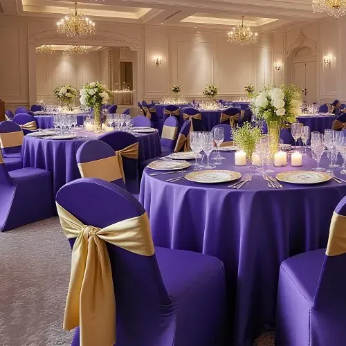 VEVOR Stuhlhussen Stuhlbezug Stretch 50 Stk. waschbarer & abnehmbarer Stuhlüberzug aus Polyester-Spandex für Hochzeitsfeiern Esszimmerbankette, passend für Klappstühle (45 x 46 x 77 cm) Violett – Bild 7