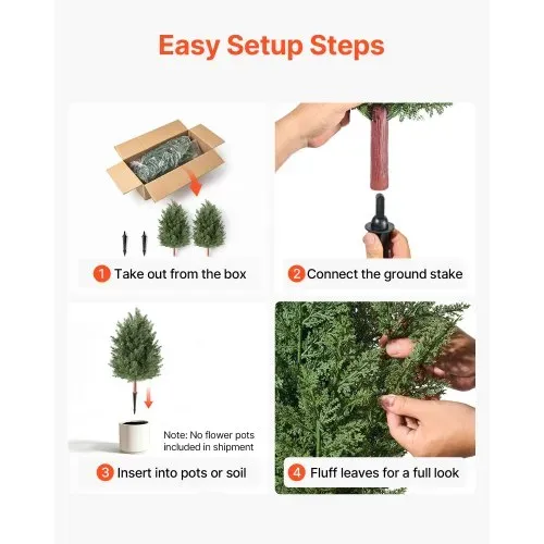VEVOR Künstliche Pflanze 2 Stk. Künstlicher Zedernbaum mit Erdspieß 914mm, Dekopflanze für Wohnzimmer Balkon Büro Veranda Garten, UV-Beständig, Zedernpflanzen aus PE, Naturgetreu, Indoor & Outdoor – Bild 5