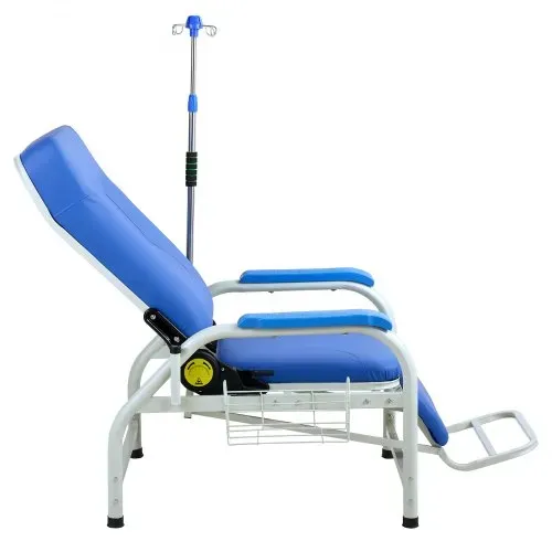 VEVOR Medizinischer Stuhl mit IV-Infusionsständer Infusionsstuhl 181kg, Stahlkonstruktion, 90-160° Verstellbar, Mit Gepolstertem Sitz Fußstütze & Aufbewahrungskorb, Für Krankenhäuser Pflegeheime – Bild 10
