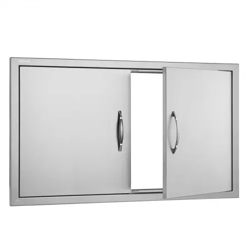 VEVOR Grill-Zugangstür, 915 x 533 x 46 mm, Doppelte Außenküchentür, Flächenbündig Montierte Edelstahltür, Vertikale Wandtür mit Griffen, für Grillinsel, Grillstation, Außenschrank usw. – Bild 8