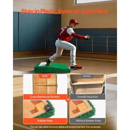 VEVOR Pitching Mound, tragbarer Baseball Pitcher Mound, 31 Zoll Pitching-Trainingsausrüstung (Oudoor / Indoor), Softball-Pitching-Hilfen mit Antifade-Rasen & Pitching-Gummi & Tragegriff – Bild 4