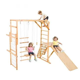 VEVOR Indoor Spielplatz Klettergerüst (8 in 1), 100 kg belastbares Montessori-Kletterspielzeug-Set mit Rutschen/Schaukeln/Klettergerüst/Turnringen/Holz-/Strickleiter/Kletternetz/Stange VEVOR Indoor Spielplatz Klettergerüst (8 in 1), 100 kg belastbares Montessori-Kletterspielzeug-Set mit Rutschen/Schaukeln/Klettergerüst/Turnringen/Holz-/Strickleiter/Kletternetz/Stange