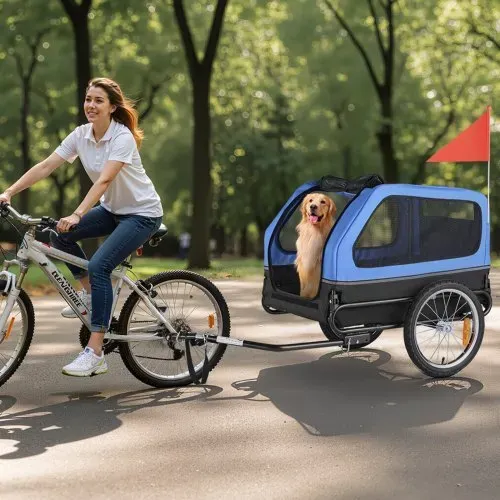 VEVOR Hundeanhänger, bis zu 40 kg, Fahrradanhänger für kleine & große Hunde, zusammenklappbarer Rahmen mit Rädern, universelle Fahrradkupplung, Flagge, interne Leine, 1320x715x750 mm – Bild 7