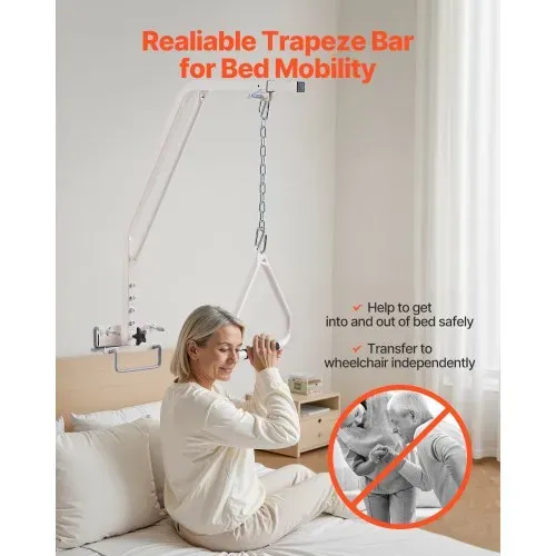 VEVOR Bettgalgen 840x210x1550 mm, Bettaufrichter mit Klemmen & Metallkette, bis 113 kg, Aufstehhilfe für ältere & bettlägerige Menschen, ideal für häusliche Pflege, Krankenhäuser, Pflegeheime – Bild 2