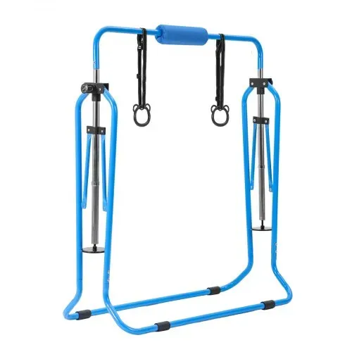 VEVOR Gymnastikstange für Kinder mit 63,5 kg Tragkraft, Klappbares Turnreck mit Matte, Höhenverstellbare Turnstange für Indoor- und Outdoor-Training, Heimtrainingsgerät für Kinderturnen zu Hause, Blau – Bild 10