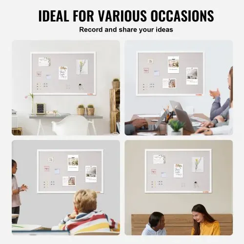 VEVOR 36"x24" weiße Korktafel mit Leinenoberfläche – stilvolle wandmontierte Pinnwand für Zuhause, Schule, Büro – elegantes und funktionales Schwarzes Brett – Bild 5