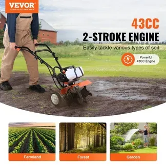VEVOR Gartenfräse 43CC Hubraum Gasbetrieben Motorhacke 300mm Anbaubreite Motorfräse 100mm Kultivierungstiefe Bodenhacke Stahl Kultivierungsklinge Ackerfräse 1110x448x910mm Kultivator VEVOR Gartenfräse 43CC Hubraum Gasbetrieben Motorhacke 300mm Anbaubreite Motorfräse 100mm Kultivierungstiefe Bodenhacke Stahl Kultivierungsklinge Ackerfräse 1110x448x910mm Kultivator