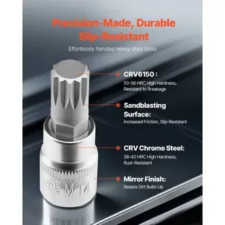 VEVOR XZN Dreikant Spline Bit Steckschlüsselsatz, 10-teilig M4 – M18, hochwertiger Cr-V-Stahl, 1/4 Zoll, 3/8 Zoll und 1/2 Zoll Antriebe, mit verbessertem Aufbewahrungskoffer, für Automobil VEVOR XZN Dreikant Spline Bit Steckschlüsselsatz, 10-teilig M4 – M18, hochwertiger Cr-V-Stahl, 1/4 Zoll, 3/8 Zoll und 1/2 Zoll Antriebe, mit verbessertem Aufbewahrungskoffer, für Automobil