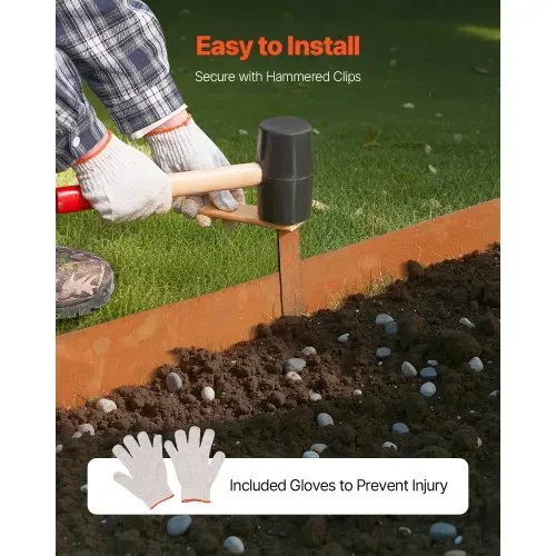 VEVOR Rasenkante, 6er Pack 1016x203,2 mm, Gartenpalisade, Beeteinfassung, Metall-Landschaftseinfassung, biegbare Garteneinfassung, Haifischstachel, Raseneinfassung für Blumenbeete, Hofwegteiler – Bild 4