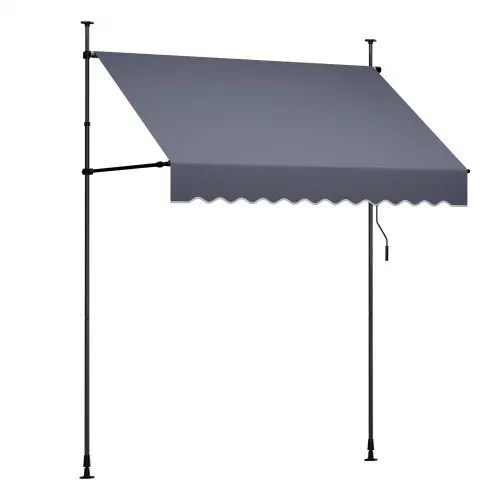 VEVOR Klemmmarkise 2 m, Höhenverstellbare Markise mit Handkurbel, Terrassenmarkise UPF 80+ Sonnenschutz, Sonnenmarkise, Balkonmarkise, Ideal für Terrasse, Balkon & Garten, Dunkelgrau – Bild 9