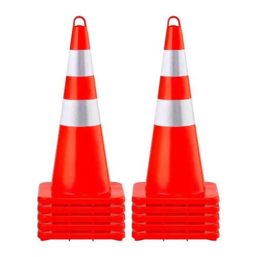 VEVOR Sicherheitskegel, 10 Stück 73 cm Verkehrskegel, Orangefarbene PVC-Baukegel, 2 Reflektierende Kragen, Verkehrskegel mit Beschwerter Basis und Handring, für Verkehrskontrolle VEVOR Sicherheitskegel, 10 Stück 73 cm Verkehrskegel, Orangefarbene PVC-Baukegel, 2 Reflektierende Kragen, Verkehrskegel mit Beschwerter Basis und Handring, für Verkehrskontrolle