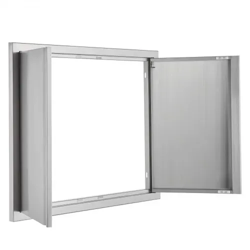 VEVOR Grill-Zugangstür, 787 x 609 mm, Doppelte Außenküchentür, Flächenbündig Montierte Edelstahltür, Vertikale Wandtür mit Versenkbaren Griffen, für Grillinsel, Grillstation, Außenschrank – Bild 10