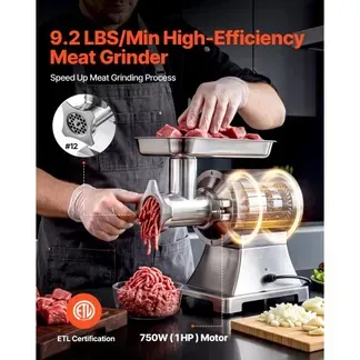 VEVOR Fleischwolf, 4,2 kg/min Kapazität, #12 Elektrischer Fleischwolf mit 2 Lochscheiben, 3 Wurstfüllrohren & Kibbeh-Set, 750 W, 2-in-1 Küchenmaschine für Privatküchen & Restaurants VEVOR Fleischwolf, 4,2 kg/min Kapazität, #12 Elektrischer Fleischwolf mit 2 Lochscheiben, 3 Wurstfüllrohren & Kibbeh-Set, 750 W, 2-in-1 Küchenmaschine für Privatküchen & Restaurants