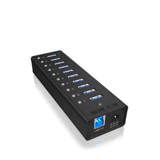 ICY BOX IB-AC6110, 10 Port USB 3.2 Gen 1 Hub, inkl. Ladeport, Aluminium Gehäuse mit Netzteil ICY BOX IB-AC6110, 10 Port USB 3.2 Gen 1 Hub, inkl. Ladeport, Aluminium Gehäuse mit Netzteil