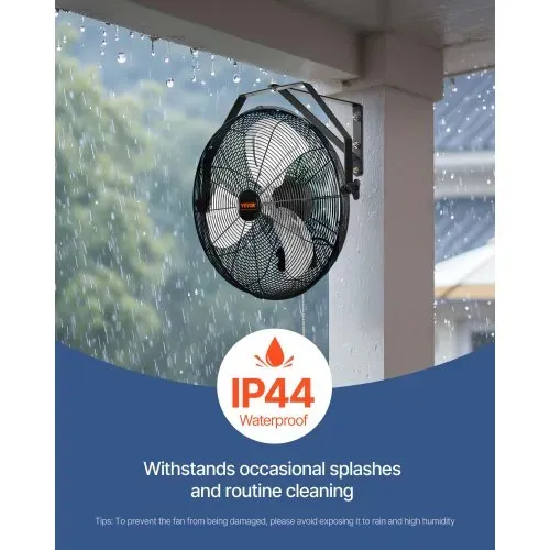 VEVOR Wandventilator, 57 cm, wasserdichter oszillierender Wandventilator, 3 Geschwindigkeiten, 4150 CFM, gewerblicher Wohnventilator zur Kühlung von Lager, Gewächshaus, Werkstatt, Terrasse, Schwarz – Bild 4