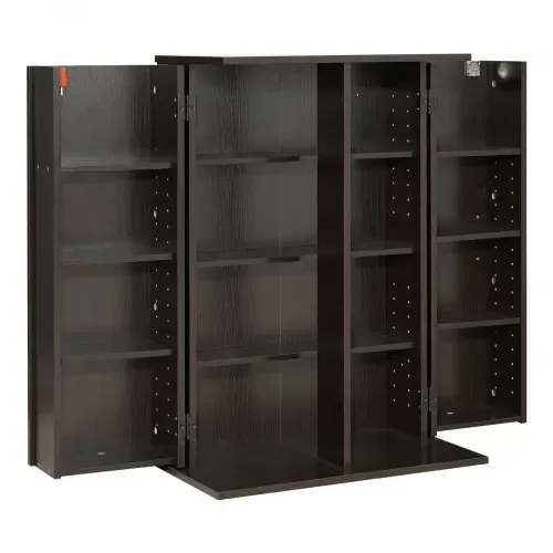 VEVOR Medienregal, 4-Ebenen DVD-Regal, 610x368x846 mm Medienschrank, Multimedia-Aufbewahrung für CDs, DVDs, Bücher, Spiele, CD-Regal für Wohnzimmer, Homeoffice, Aufnahmeraum, Braun – Bild 10