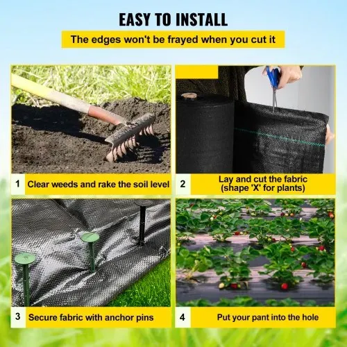 VEVOR 36,6㎡ Unkrautvlies Gartenvlies gegen Unkraut 1,2x30,5m(1 Rolle) Unkrautfolie aus PP Wasserdurchlässig Reißfest Korrosionsbeständig Unkrautflies Unkrautgewebe Unkrautschutz Bodengewebe – Bild 4