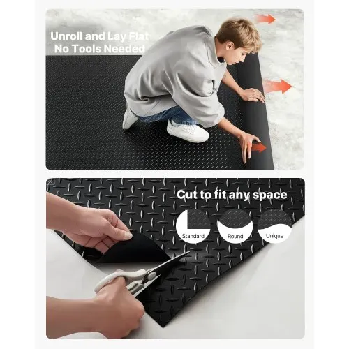 VEVOR Gummimatte, 1219,2x7620 mm Garagenbodenmatte, 3 mm dicke Gummiläufer, Bodenschutzmatte, Antirutschmatte, Noppenmatte, leicht zu reinigen, für Lager, Fitnessstudios, Anhänger, Schwarz – Bild 5