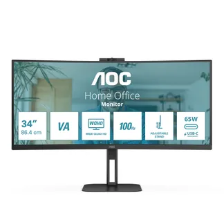 AOC V5 CU34V5CW Computerbildschirm 86,4 cm (34″) 3440 x 1440 Pixel Wide Quad HD LED Schwarz AOC V5 CU34V5CW Computerbildschirm 86,4 cm (34″) 3440 x 1440 Pixel Wide Quad HD LED Schwarz