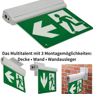 LED Fluchtwegleuchte „NL-8 Multi“ Erkennungsw. 25m, IP20, Decken+Wandmont. LED Fluchtwegleuchte „NL-8 Multi“ Erkennungsw. 25m, IP20, Decken+Wandmont.
