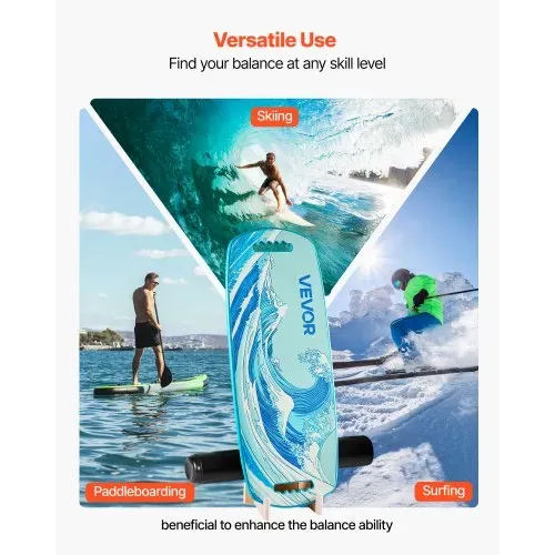 VEVOR Balance Board Holz Set für Erwachsene (76 cm), Wackelbrett bis 200 kg Belastbar, inkl. Rolle, Magnetstoppern & Ablage, Gleichgewichtstrainer für Surf- & Core-Training, Physiotherapie, Blau – Bild 5