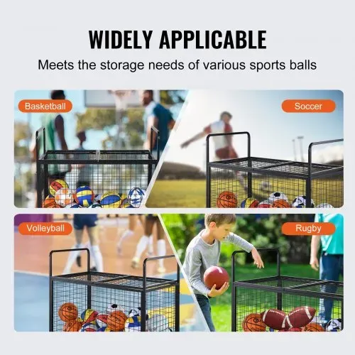 VEVOR Ballwagen Rollwagen 1150 x 610 x 912 mm Sportbällen, Abschließbarer Basketballkäfig Ballkäfig, Sportausrüstung für den Innen- und Außenbereich, Rollbar Aufbewahrungswagen aus Stahl für Garagen – Bild 5