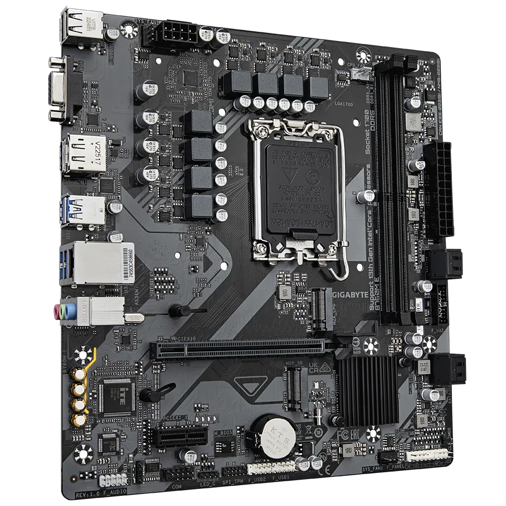 GIGABYTE B760M E Mainboard – Unterstützt Intel Core Prozessoren der 14. Generation, 6+1+1 Phasen VRM, bis zu 7200 MHz DDR5 (OC), 2xPCIe 4.0 M.2, 1 GbE LAN, USB 3.2 Gen 1 – Bild 3