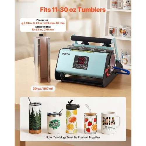 VEVOR Tassenpresse Becherdruckmaschine Mug Sublimationspresse 887ml Grün, inkl. Klebeband & Handschuhen Einfache Temperatur- & Zeiteinstellung für Sublimationsdruck auf Bechern & Tassen VEVOR Tassenpresse Becherdruckmaschine Mug Sublimationspresse 887ml Grün, inkl. Klebeband & Handschuhen Einfache Temperatur- & Zeiteinstellung für Sublimationsdruck auf Bechern & Tassen