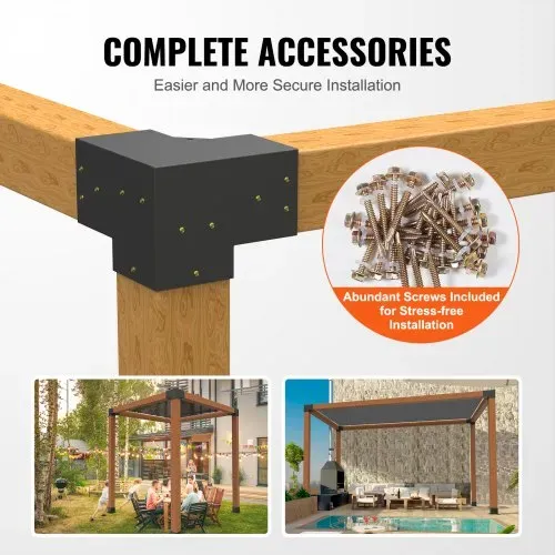 VEVOR 4er-Set Pfostenverbinder aus 2 mm dicken Stahlplatten Pfostenecke Pergola Eckverbinder Holzverbinder 90°-Stiefelstruktur Eckhalterung Holzbalken Pavillon Halterungs Set 270 x 270 x 202 mm – Bild 4