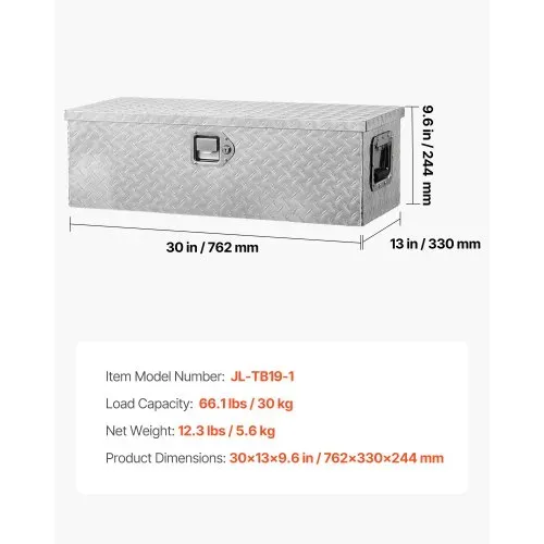 VEVOR 762 x 330 x 244 mm Werkzeugkasten für Lkw-Ladefläche, Abschließbar 64 L Truckbox Werkzeugbox Aufbewahrungs-Werkzeugkasten, 30 kg Tragfähigkeit Werkzeugkiste Organizer für Wohnmobil, PKW usw. – Bild 6