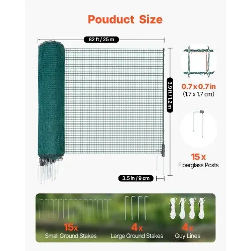VEVOR Begrenzungszaun 25×1,2 m, Weidezaun aus PE, Mobiler Hundezaun mit Doppelspitzenpfählen & Abspannseilen, Hühnerzaun, Gartenzaun, Campingzaun für Hunde, Hühner, Pflanzen, Außenbereiche VEVOR Begrenzungszaun 25×1,2 m, Weidezaun aus PE, Mobiler Hundezaun mit Doppelspitzenpfählen & Abspannseilen, Hühnerzaun, Gartenzaun, Campingzaun für Hunde, Hühner, Pflanzen, Außenbereiche