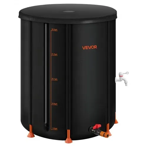 VEVOR Regentonne faltbar, 201 L tragbares Regenfass, Regenwassertank, 1000D PVC-Regenwassersammelsystem, Wassertank, Regenwassertonne mit Zapfhahn und Überlaufset, Schwarz – Bild 10