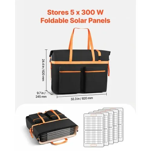 VEVOR Aufbewahrungstasche für 5x 300W Faltbare Solarmodule Schwarz & Orange, Tragbare Solarpanel Tasche für Outdoor Camping Ausflug Wohnmobile, aus Faraday & Nylon, Wasserdicht, mit Signalblockierung VEVOR Aufbewahrungstasche für 5x 300W Faltbare Solarmodule Schwarz & Orange, Tragbare Solarpanel Tasche für Outdoor Camping Ausflug Wohnmobile, aus Faraday & Nylon, Wasserdicht, mit Signalblockierung