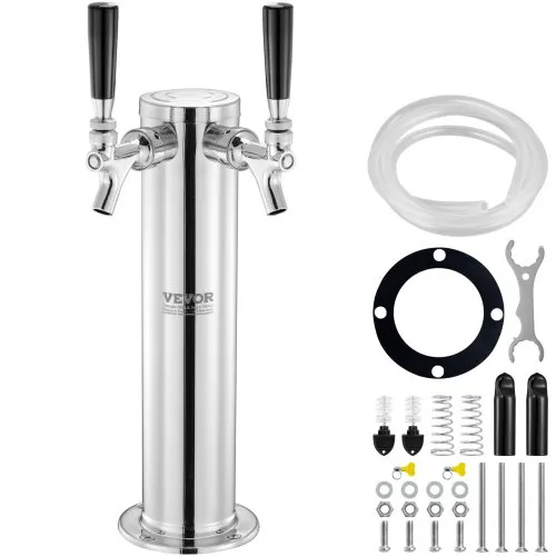 VEVOR Bierzapfturm mit zwei Zapfhähnen, Bierfassturm aus Edelstahl, Kegerator-Turm-Kit mit Vormontierten Schläuchen & Selbstschließenden Zapfhähnen für Partys, Bars, Pubs und Restaurants usw. VEVOR Bierzapfturm mit zwei Zapfhähnen, Bierfassturm aus Edelstahl, Kegerator-Turm-Kit mit Vormontierten Schläuchen & Selbstschließenden Zapfhähnen für Partys, Bars, Pubs und Restaurants usw.