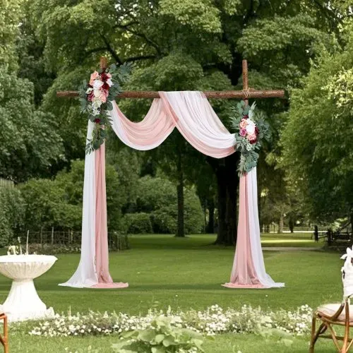 VEVOR Blumenset für Hochzeit Bogen, rosa Blumenset für Traubogen mit Vorhängen (4er-Set) – 2 Blumenarrangements, 2 transparente Vorhänge, für Zeremoniensträuße, Empfangshintergrunddekoration – Bild 7