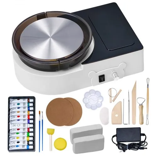 VEVOR Mini Töpferscheibe Maschine 158 mm Drehteller mit einstellbarer Rotationsgeschwindigkeit, elektrische Tonscheibe mit Tonformungswerkzeugen, geeignet für Heimwerken Töpferkurse, Weiß VEVOR Mini Töpferscheibe Maschine 158 mm Drehteller mit einstellbarer Rotationsgeschwindigkeit, elektrische Tonscheibe mit Tonformungswerkzeugen, geeignet für Heimwerken Töpferkurse, Weiß