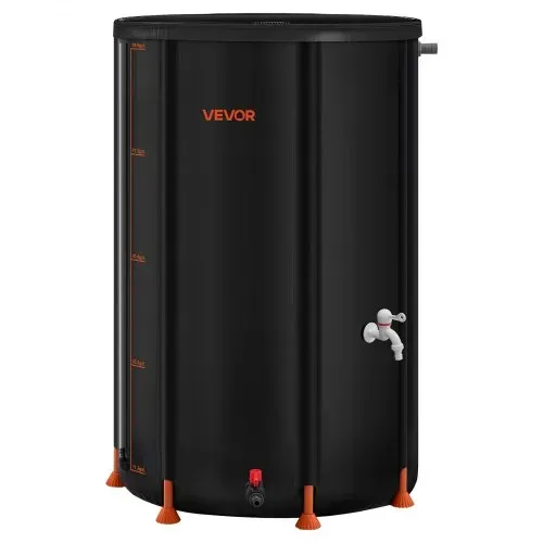 VEVOR Regentonne faltbar, 380 L tragbares Regenfass, Regenwassertank, 1000D PVC-Regenwassersammelsystem, Wassertank, Regenwassertonne mit Zapfhahn und Überlaufset, Schwarz – Bild 8