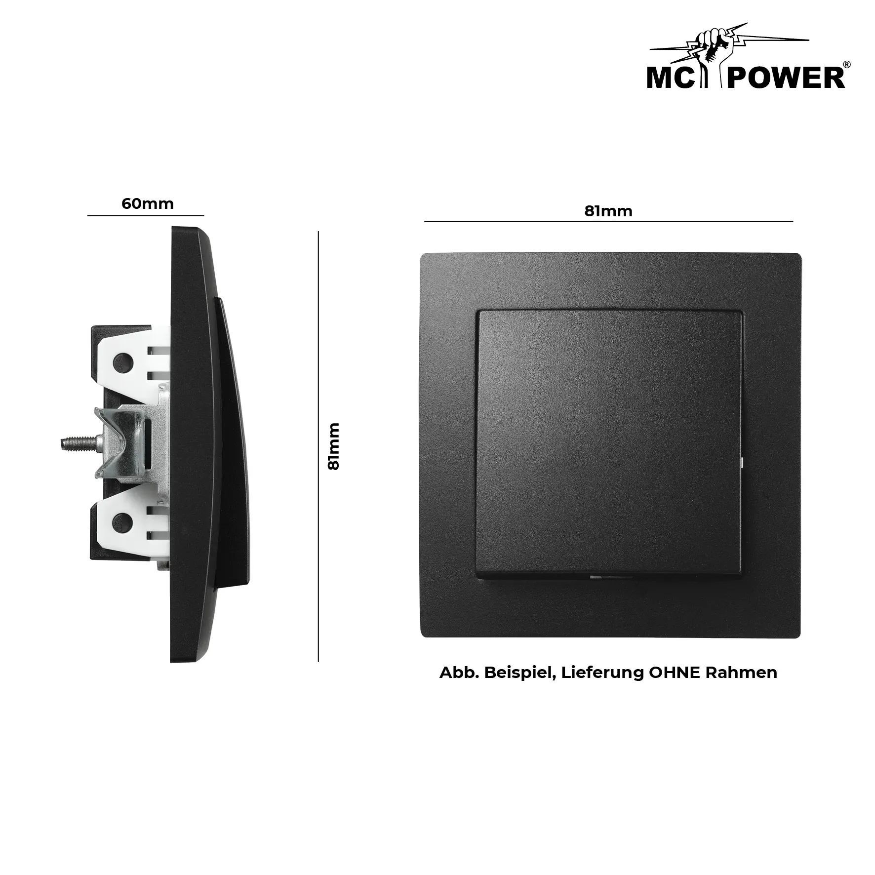 Wechselschalter McPower ''Flair'', 250V~/10A, UP, Steckanschluss, matt schwarz – Bild 3