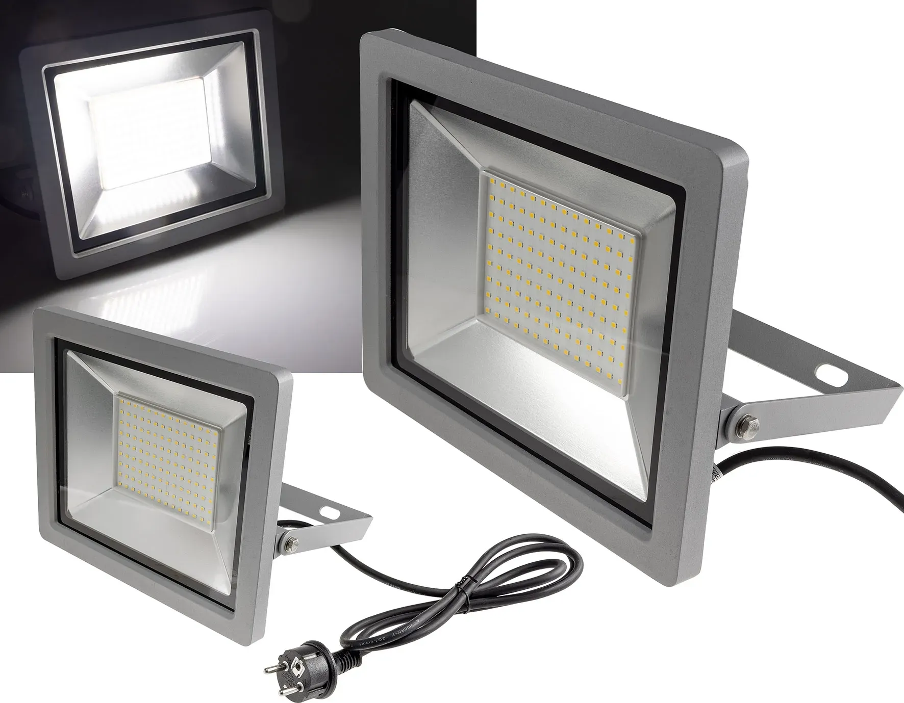 LED-Fluter SlimLine “CTF-SLT 99” silber 100W, 9230lm, 4000K, neutralweiß, IP44 LED-Fluter SlimLine “CTF-SLT 99” silber 100W, 9230lm, 4000K, neutralweiß, IP44