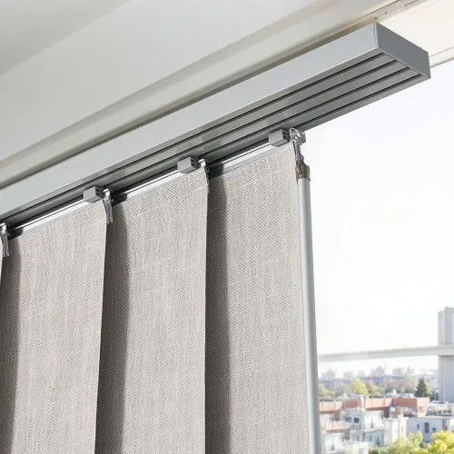 VEVOR Flächenvorhänge, ausziehbare Schiene von 116 cm bis 218 cm (B), zuschneidbare Flächenvorhänge bis 243 cm (H), Verdunkelungs-Schiebegardinen für Schiebetüren Terrassentüren Hellgrau – Bild 7