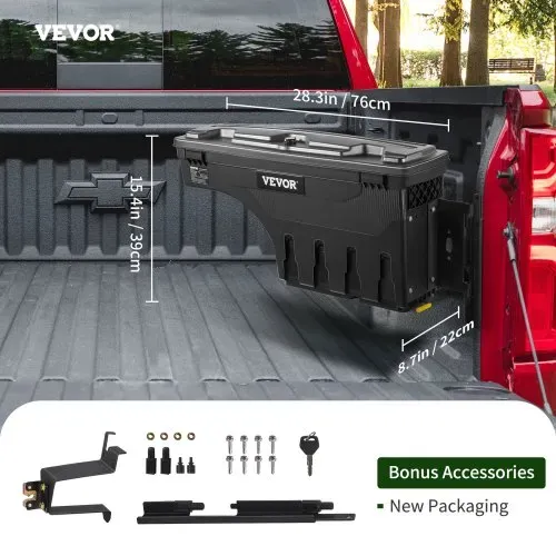 VEVOR Truck Bed Storage Box, abschließbarer Deckel, Wasserdicht ABS Radkasten Werkzeugkasten 25 L, Kompatibel mit Chevrolet Silverado 1500 GMC Sierra 1500 2019-2020, Beifahrerseite, Schwarz – Bild 6