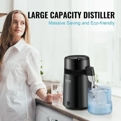 VEVOR Wasser Destilliergerät Distiller Edelstahl Wasserdestilliere 4L Schwarz – Bild 2