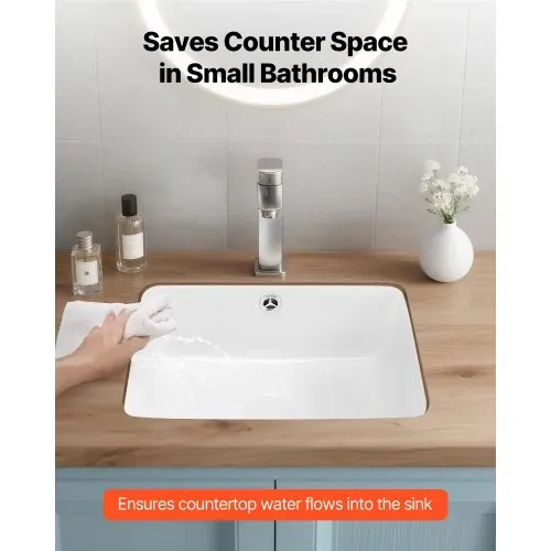 VEVOR Unterbauwaschbecken Handwaschbecken 400 x 305 mm rechteckiges Spülbecken aus Keramik mit Überlaufloch, moderne Unterbauspüle Küchenspüle für kleine Räume, Badezimmerwaschbecken Weiß VEVOR Unterbauwaschbecken Handwaschbecken 400 x 305 mm rechteckiges Spülbecken aus Keramik mit Überlaufloch, moderne Unterbauspüle Küchenspüle für kleine Räume, Badezimmerwaschbecken Weiß