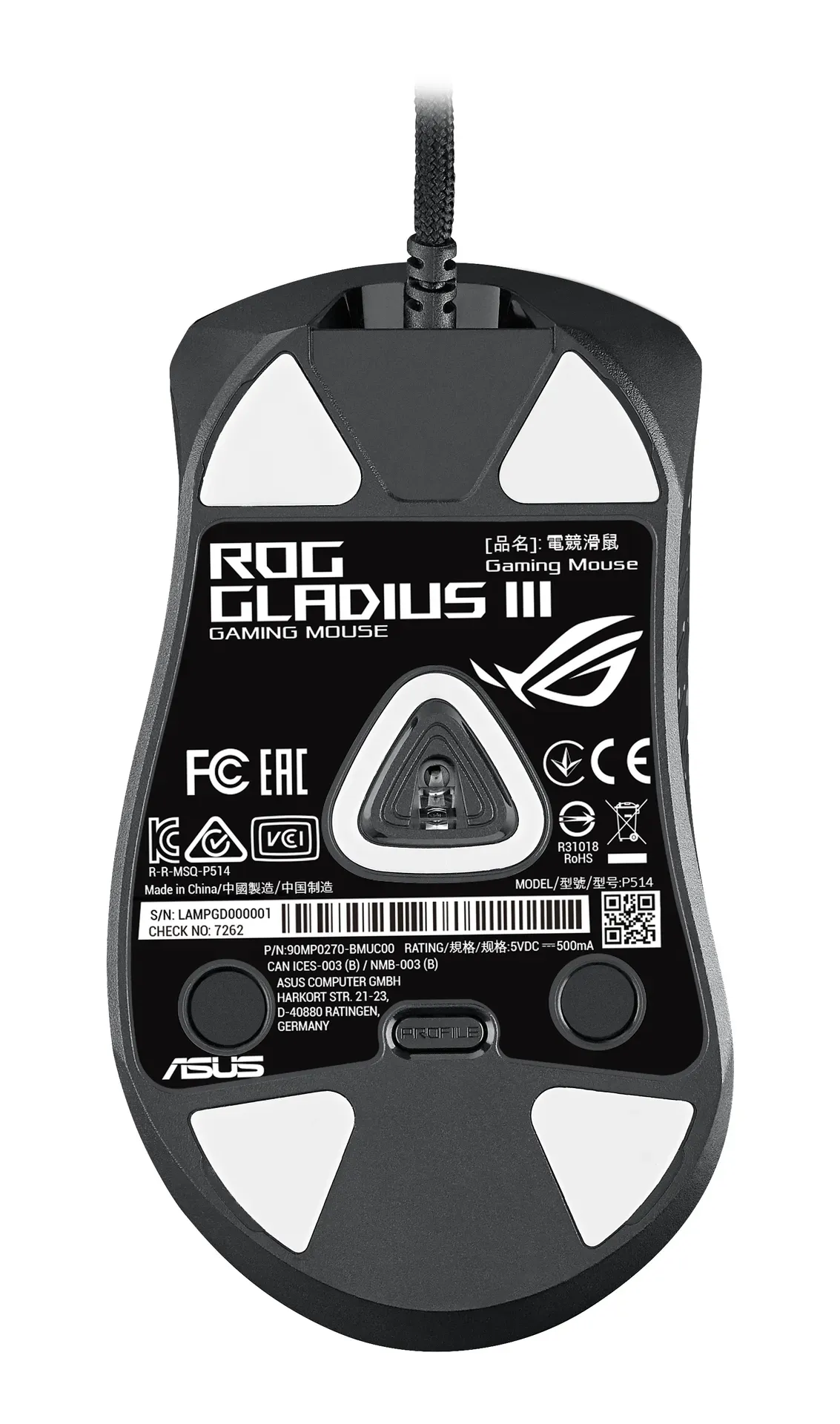 ASUS ROG Gladius III Maus Gaming rechts USB Typ-A Optisch 19000 DPI – Bild 3