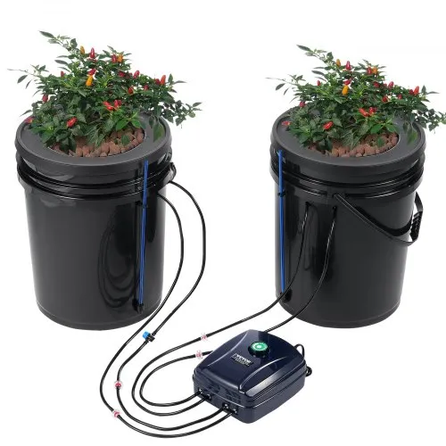 VEVOR DWC Hydroponics Grow System, Hydroponisches Anbausystem mit Top-Drip-Kit, Deep Water Culture 2 5-Gallonen-Eimer, mit Luftpumpe, Luftsteinen und Wasserstandsanzeige für Blattgemüse VEVOR DWC Hydroponics Grow System, Hydroponisches Anbausystem mit Top-Drip-Kit, Deep Water Culture 2 5-Gallonen-Eimer, mit Luftpumpe, Luftsteinen und Wasserstandsanzeige für Blattgemüse