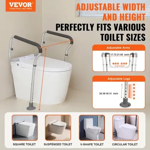 VEVOR Toiletten Aufstehhilfe Toilettensitzerhöhung Armlehne 45–55 cm / 67-77 cm Einstellbar, 136 kg Tragfähigkeit Robust WC Aufstehhilfe Toiletten Haltegriffe Toilettensitzerhöhung WC Haltegriff VEVOR Toiletten Aufstehhilfe Toilettensitzerhöhung Armlehne 45–55 cm / 67-77 cm Einstellbar, 136 kg Tragfähigkeit Robust WC Aufstehhilfe Toiletten Haltegriffe Toilettensitzerhöhung WC Haltegriff